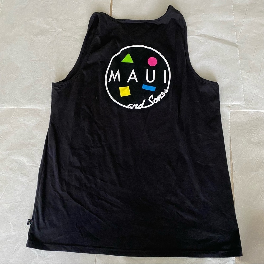 Maui and Sons Black Tank with Colorful Logo